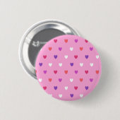 Polka harten roze ronde button 5,7 cm (Voorkant /achterkant)
