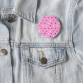 Polka harten roze ronde button 5,7 cm (In situ)