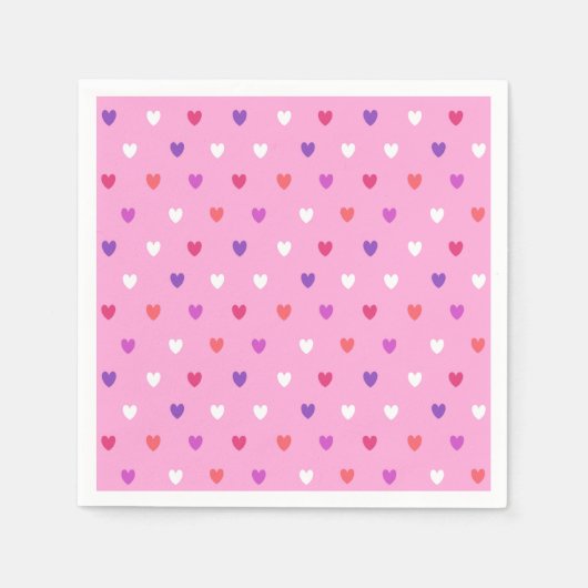 Polka harten roze servet (Voorkant)