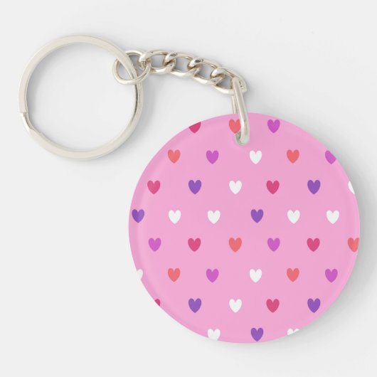 Polka harten roze sleutelhanger (Voorkant)