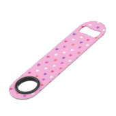 Polka harten roze speed flessenopener (Achterkant Gekanteld)