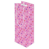 Polka harten roze wijn cadeautas (Achterkant Gekanteld)