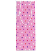 Polka harten roze wijn cadeautas (Achterkant)