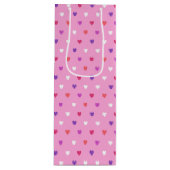 Polka harten roze wijn cadeautas (Voorkant)