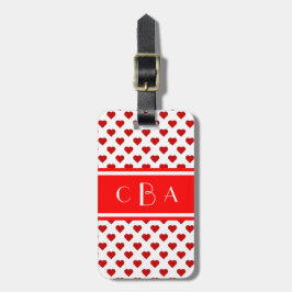 Polka Hearts Monogrammed Bagagelabel