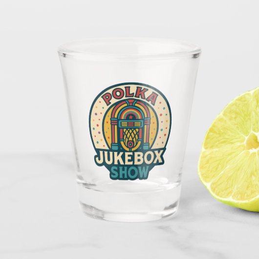 Polka Jukebox Logo Shot Glass Shot Glas (Voorkant)