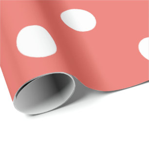 Polka Kleine Stippen Koraalperzik Wit Classic Eleg Cadeaupapier
