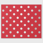 Polka Kleine Stippen Levendig Helder Rood Zilvergr Cadeaupapier (Vlak)