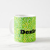 "Polka Perfection: Green Dotted Delight Mok" Koffiemok (Voorkant links)