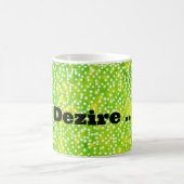 "Polka Perfection: Green Dotted Delight Mok" Koffiemok (Center)