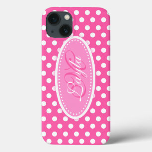 Polka-punt genaamd zacht roze wit iPhone 13 hoesje
