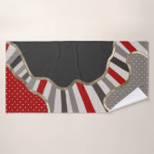 Polka-punten, abstract, strepen, golven, rood badhanddoek (Badhanddoek)