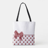 Polka-puntenpatroon met boeg. monogram. tote bag (Achterkant)