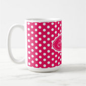 Polka puntpatroon rode roze & witte mok (Links)