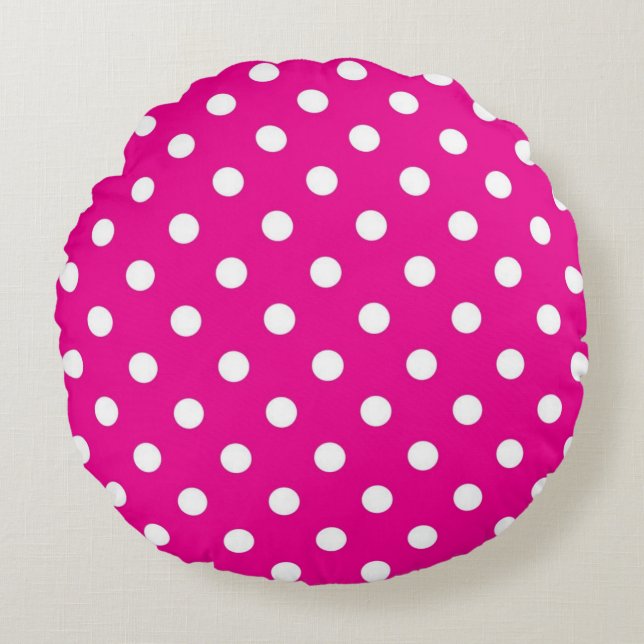 Polka-puntpatroon Rond Kussen (Voorkant)