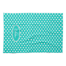 Polka-puntpatroonaqua aangepaste naam monogrammed