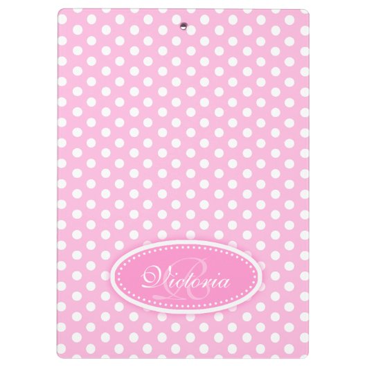 Polka-puntroze voegt jouw naam en initiaal klembor klembord (Achterkant)