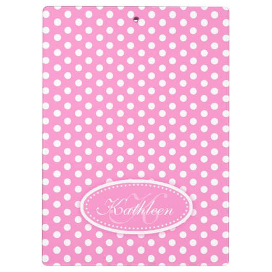 Polka-puntroze voegt jouw naam en initiaal klembor klembord (Achterkant)