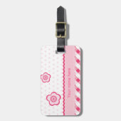 Polka roze bagagelabel (Voorkant verticaal)