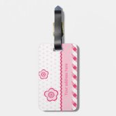 Polka roze bagagelabel (Achterkant verticaal)
