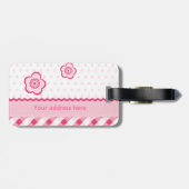 Polka roze bagagelabel (Achterkant horizontaal)