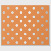 Polka Small Stippen Bright Oranje Peach Silver Gre Cadeaupapier (Vlak)
