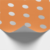 Polka Small Stippen Bright Oranje Peach Silver Gre Cadeaupapier (Hoek)