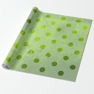 Polka Small Stippen Glass Metallic Greenery Grass Cadeaupapier