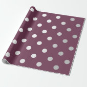 Polka Small Stippen Maroon Plum Burgundy Silver Gr Cadeaupapier (Uitgerold)