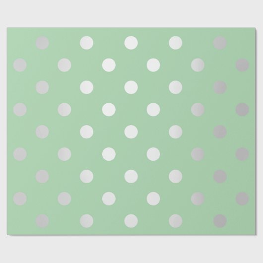 Polka Small Stippen Pastel Pea Mint Silver Grey Cadeaupapier (Vlak)