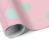 Polka Small Stippen Powder Pink Pastel Aqua Cadeaupapier (Rol Hoek)