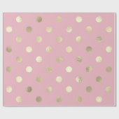 Polka Small Stippen Powder Roze pasta Foxier Gold Cadeaupapier (Vlak)