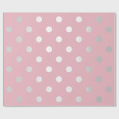 Polka Small Stippen Roze poeder Blush Silver Grey Cadeaupapier (Vlak)