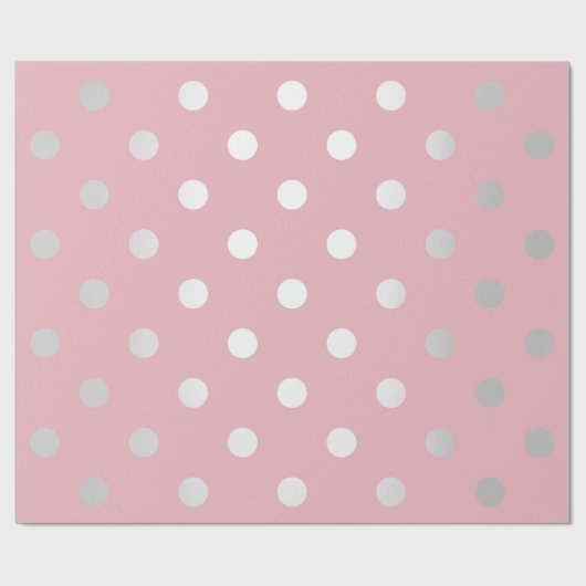 Polka Small Stippen Roze poeder Blush Silver Grey Cadeaupapier (Vlak)