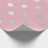 Polka Small Stippen Roze poeder Blush Silver Grey Cadeaupapier (Hoek)