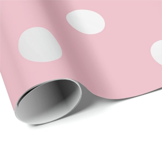 Polka Small Stippen Roze poeder Blush Silver Grey Cadeaupapier (Rol Hoek)