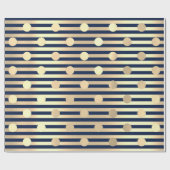 Polka Small Stippen Stripes Blue Navy Foxier Gold Cadeaupapier (Vlak)