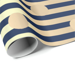 Polka Small Stippen Stripes Blue Navy Foxier Gold Cadeaupapier
