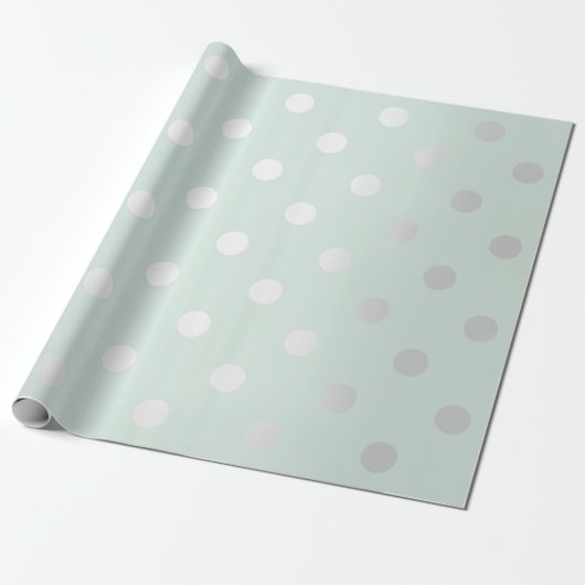 Polka Small Stippen Tiffany Aqua Mint Silver Grey Cadeaupapier (Uitgerold)