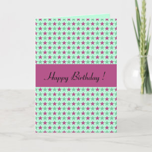 Polka stars green roze kerrie, customizable text kaart