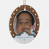 Polka stip baby eerste kerstfoto-versiering keramisch ornament (Rechts)