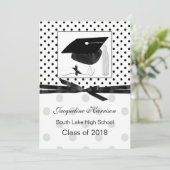 Polka stip, mortar Afstuderen kondiging Kaart (Staand voorkant)