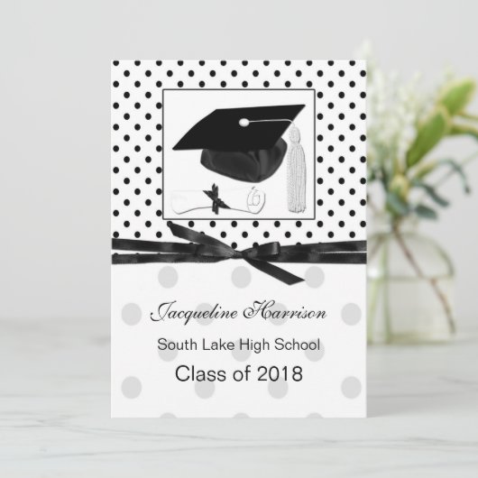 Polka stip, mortar Afstuderen kondiging Kaart (Staand voorkant)