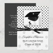 Polka stip, mortar Afstuderen kondiging Kaart (Voorkant / Achterkant)