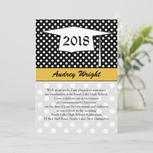 Polka stip, mortar Afstuderen kondiging Kaart (Staand voorkant)