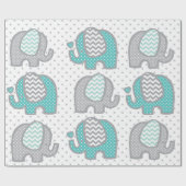 Polka stip olifanten cadeaupapier (Vlak)