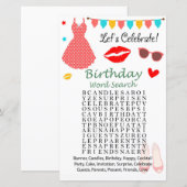 Polka-stip op Birthday Word Search Game (Voorkant / Achterkant)