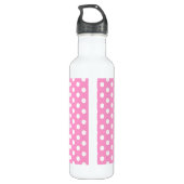 Polka stip roze en witte drinken flesje waterfles  (Achterkant)