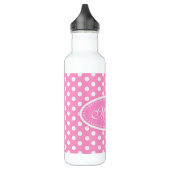 Polka stip roze en witte drinken flesje waterfles  (Links)