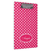 Polka stip roze roze naam en klembord initiaal (Rechts)